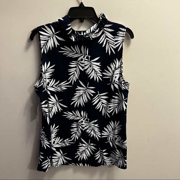 Navy blue white blouse - Picture 3 of 5